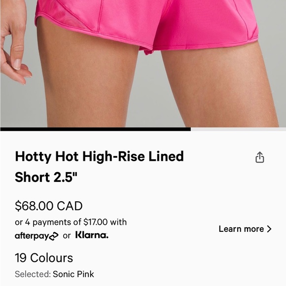 Lululemon Hotty Hot Shorts - Sonic Pink - Picture 4 of 4